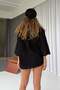 Filament linen fabric single tie detail pareo - black - 3