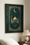 Emerald Green Mosque and Crescent View Single Wooden Table Black Wooden Framed Home and Business Table - 3