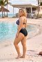 Women's Black Plus Size Baroque Patterned High Waist Gathering Bikini Set Hzl26S-Lc6138-2 - 5