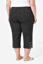 Plus Size Women's Below Knee Button Detail Jeans Capri 01 Anthracite - 4