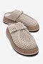 Vone Beige Suede Genuine Leather Belted Closed Toe Women's Slippers