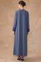 Pattern and Stone Detailed Cupra Silk Robe Dark Blue 6855 - 5