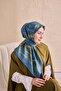 Twill Silk Detailed Belt Scarf Indigo 90X90 - 3