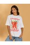 Women White Oversized Chillies Graphic T Shirt
