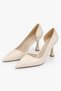 Women's Lucas Ecru Skin Asymmetrical Cut Heeled Shoes Stiletto - 3