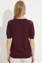 Women's Crew Neck Short Sleeve Openwork Detailed Knitwear Blouse 1550 Plum - 3