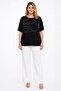 Women's Plus Size Black, Stone Detailed Bat Sleeve Blouse 65N39526 - 5