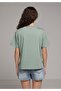 Regular Fit Round Neck Plain Women's Green Short Sleeve T-Shirt - 2