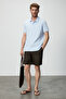 Minnutu Men's Organic Cotton Polo Collar Regular Fit Blue T-Shirt - 4