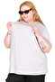 Mode XL Real Big Size Women's T-Shirt Bis Yaka Move-X U26114 Gri̇ - 4