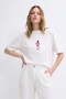 Women's Oversize T-Shirt Pink Kitty Club Printed White – Crew Neck, Comfortable Fit, 100% Cotton - 6