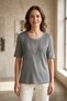 Women's Plus Size Lycra Crew Neck Stone Print Short Sleeve Mom T-Shirt Combed Cotton Blouse
