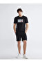 Xside Black Standard Fit Men's Pique Shorts