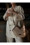 Women's Tan Straw Scarf Detailed Shoulder Bag - 4