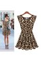 Women's Short Ruffle Sleeve Open Collar Leopard Print Short Kiloş Single Jersey Dress - 2