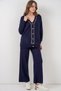 Women's Cardigan Pants Knitwear Double Set - Navy Blue 1399 - 4