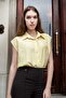 Women's Embroidered Collared Off-Shoulder Loose Shirt-Yellow - 2