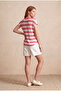 Women's Regular Fit Crew Neck Short Sleeve Ecru / Fuchsia Striped Viscose / Elastane T-Shirt Wilda - 5
