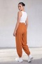 Women's Tile Summer Pants with Elastic Waist and Cuffs and Stone Detail - 4