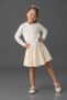 Girl's Striped Patterned White Knitwear Cardigan 8-12 Years - 4