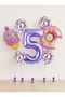 Pink Purple Ice Cream Donut Themed -5- Number Balloon Set