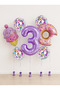Pink Purple Ice Cream Donut Themed -3- Age Number Balloon Set