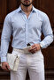 Bogota White Blue Thin Vertical Striped Regular Comfortable Fit Shirt
