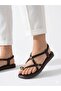 Women's Brown Gold Ring Detailed Soft Sole Casual Flip-Flop Sandals - 2