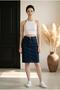 Ada Women's Navy Blue Denim Skirt with Back Slit Detail 55cm Denim Skirt New-1