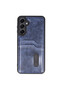 Samsung Galaxy A25 5g Compatible Case Sara Leather Case with Business Card Holder - Navy Blue - 4