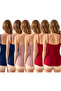 Women's Lace Detailed (Navy Blue-Claret Red-Rose-Each Color 2 Pieces) Thin Body-Hugging Strappy Undershirt 6-Piece Pack - 2