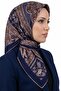 وشاح نسائي ناعم من القطن العضوي بنمط عرقي باللون الأزرق الداكن