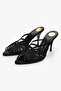 Women's Juan Black Satin Heeled Slippers
