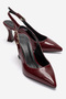 Women's Open Back Pointed Toe 7cm Heeled Shoes Black Skin - 3