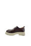 257004 Genuine Leather Women's Loafer Shoes Brown Lace-Up Thick Sole - 4