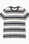 Women's Anthracite Striped Crew Neck Short Sleeve 100% Cotton Regular Fit T-Shirt - 4