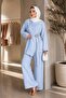 Women's Gold Accessory Detailed Tunic Pants Double Hijab Set Sb0037 - 3