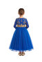 D' Daniela - Girls' Sapphire Gown with Gold Floral Bodice - Dark Blue- 4Y to 7Y - 3