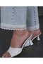 Women's High Waist Straight Leg Washable 4-Pocket Jeans with Lace Detail at the Hem - 4