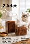 2-Piece Leak-Proof Storage Container for Cat and Dog Food - Scaled Food Storage Container 2800ml - 1800 ml