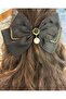 Pearl Detailed Luxury Satin Bow Automatic Hair Clip - 4
