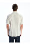 Nevavm Regular Fit Short Sleeve Striped Linen Look Men's Shirt with Difference - 4