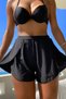 Women's Black Modern Cut Skirt with Slits, Stylish Look, Swim Shorts - 4