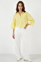 Women's Oversize Striped Viscose Yellow Shirt - 2