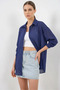 Women's Oversize Vertical Striped Viscose Navy Blue Shirt - 4