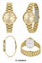 Roman Numeral Stone Gold Dial Gold Color Women's Wristwatch - 3