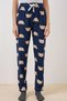 Women's Patterned F.Navy Blue Pajama Bottoms with Elastic Waist - 6