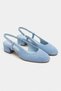 Harmony Baby Blue Suede Genuine Leather Round Toe Rubber Detail Short Heeled Women's Ballerinas - 4