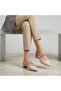 (Park Moda) Stone Detailed Closed Toe Short Heeled Women's Shoes Beige - 4