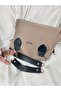 Beige Cream Fashion Written Paisley Scarf Large Volume Shoulder Bag - 3